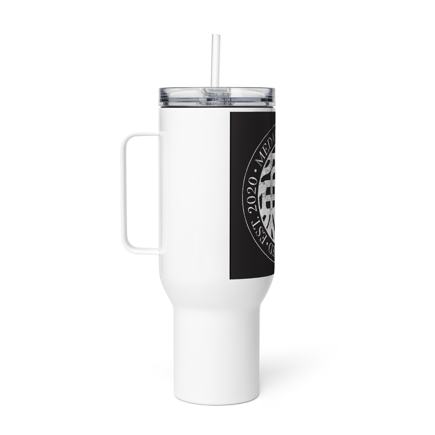 Travel mug with a handle